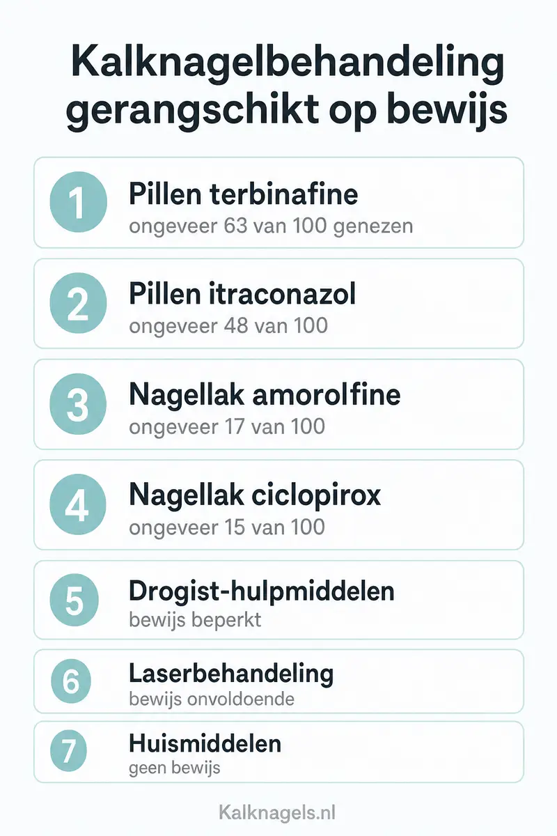 Infographic kalknagelbehandelingen gerangschikt op bewijs