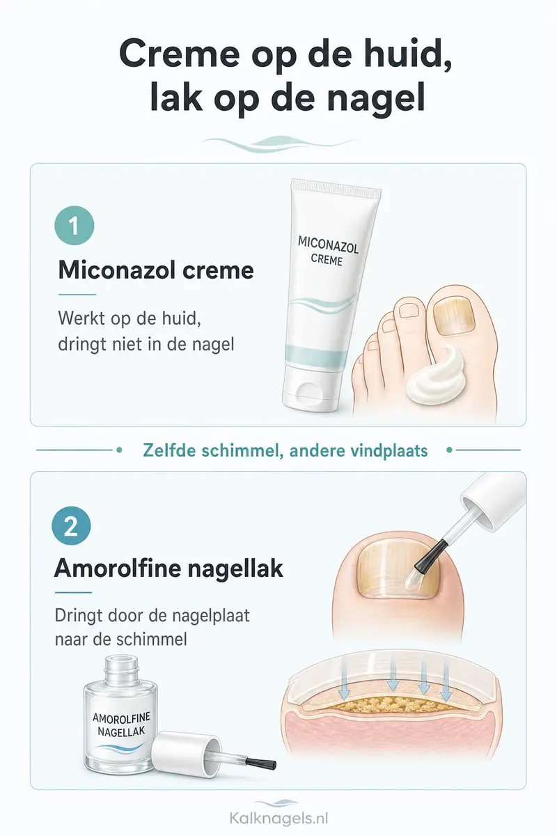 Infographic creme op de huid versus lak op de nagel